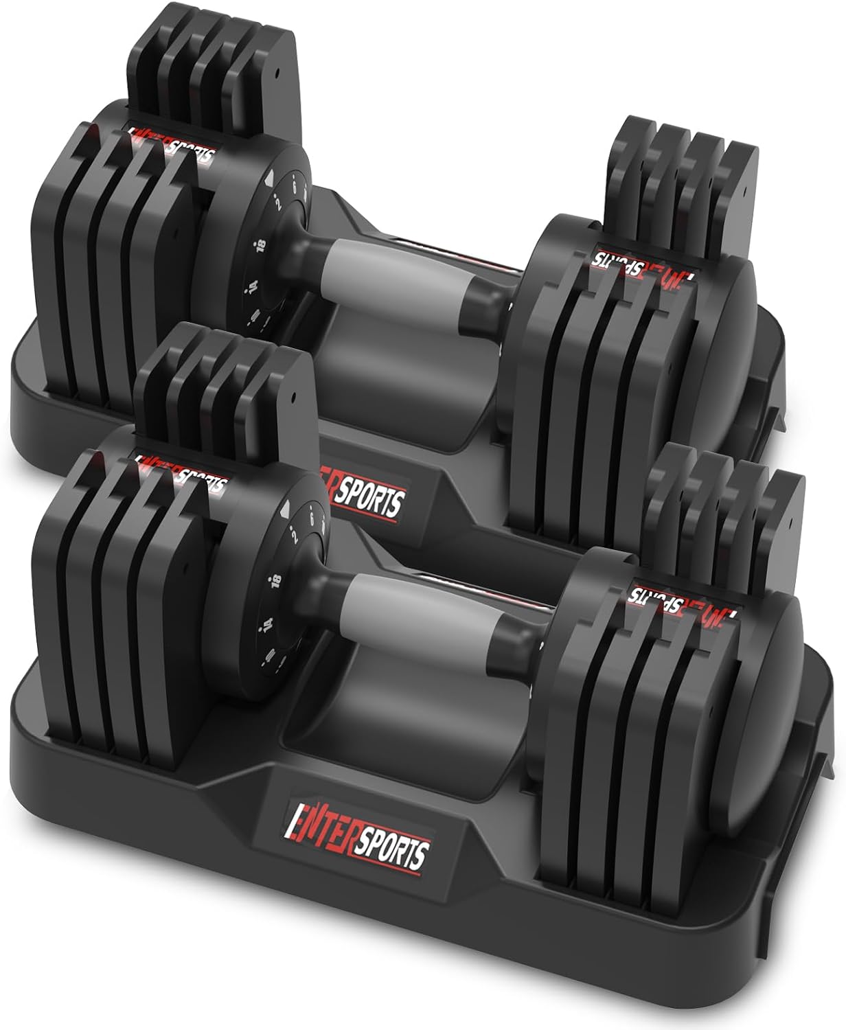 La LiVita EnterSports 18 kg x 2 Adjustable Dumbbells, Adjustable Space-Saving Dumbbells, Non-Slip Handle, 5 Weight Levels: 2-18 kg, Good for Home, Office, Gym, Body Training