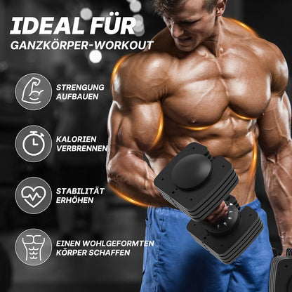 La LiVita EnterSports 18 kg x 2 Adjustable Dumbbells, Adjustable Space-Saving Dumbbells, Non-Slip Handle, 5 Weight Levels: 2-18 kg, Good for Home, Office, Gym, Body Training