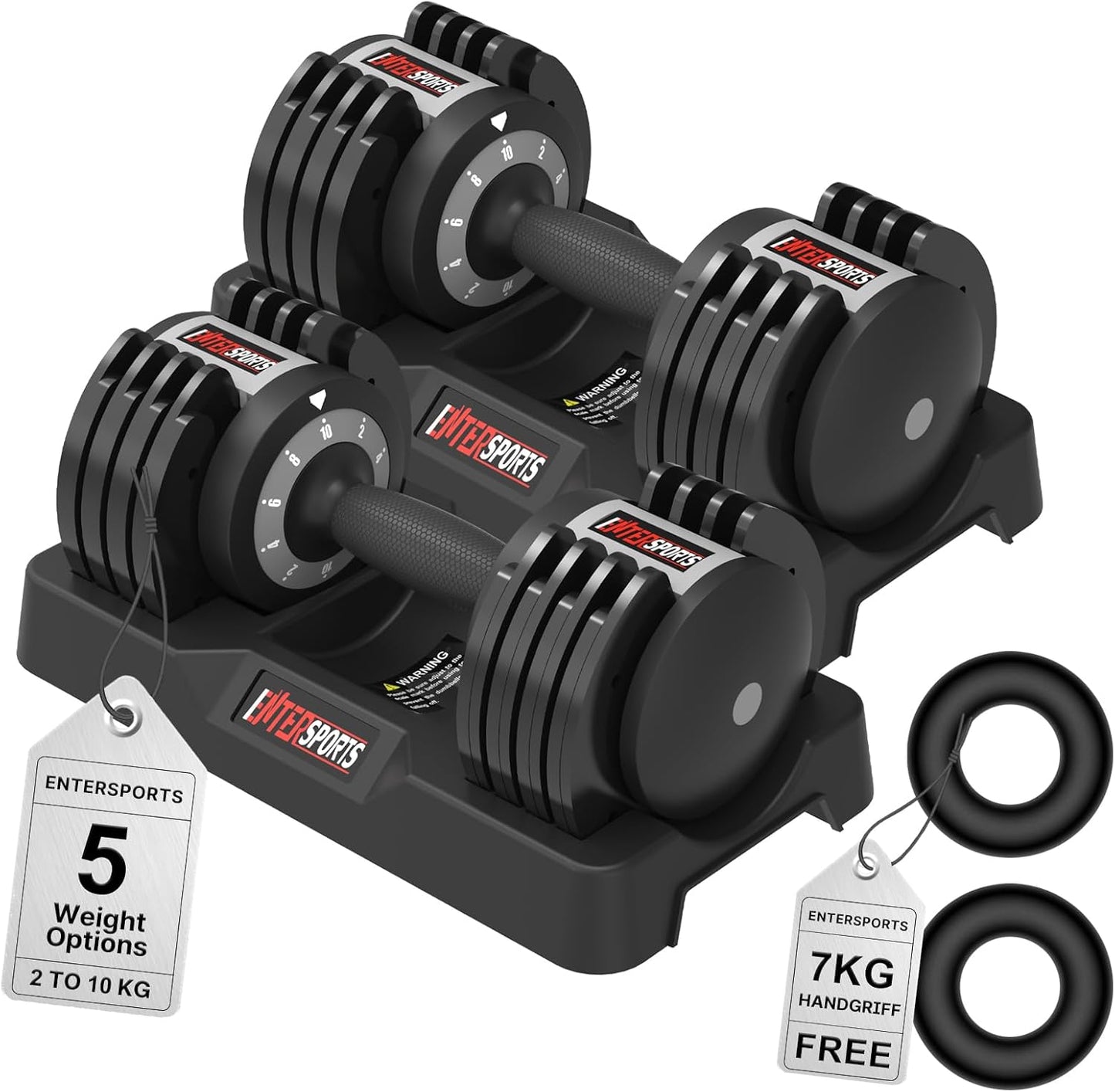 La LiVita 10kgX2 Verstellbare Hanteln, 10 Hantelgewichtsstufen (2-10kg) für Platzsparende, Rutschfeste Griffe mit Sicherheitsverriegelung, Home Gym Krafttrainingsgeräte für Bodybuilding