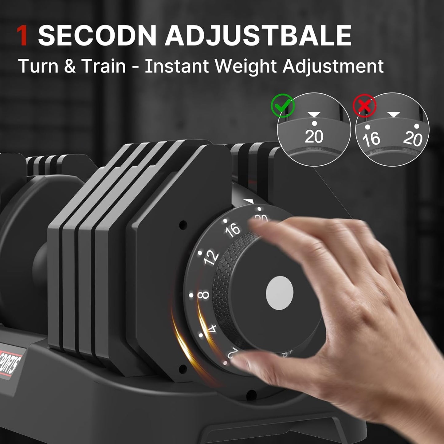 La LiVita EnterSports 20kg Adjustable Dumbbells,Dumbbell Set for Saving Place, Dumbbell Weights with Non-Slip Handle, Home Gym Strength Training Equipment for Full Bodybuilding