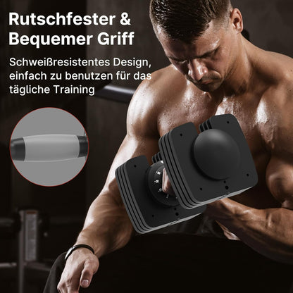La LiVita EnterSports 18 kg x 2 Adjustable Dumbbells, Adjustable Space-Saving Dumbbells, Non-Slip Handle, 5 Weight Levels: 2-18 kg, Good for Home, Office, Gym, Body Training
