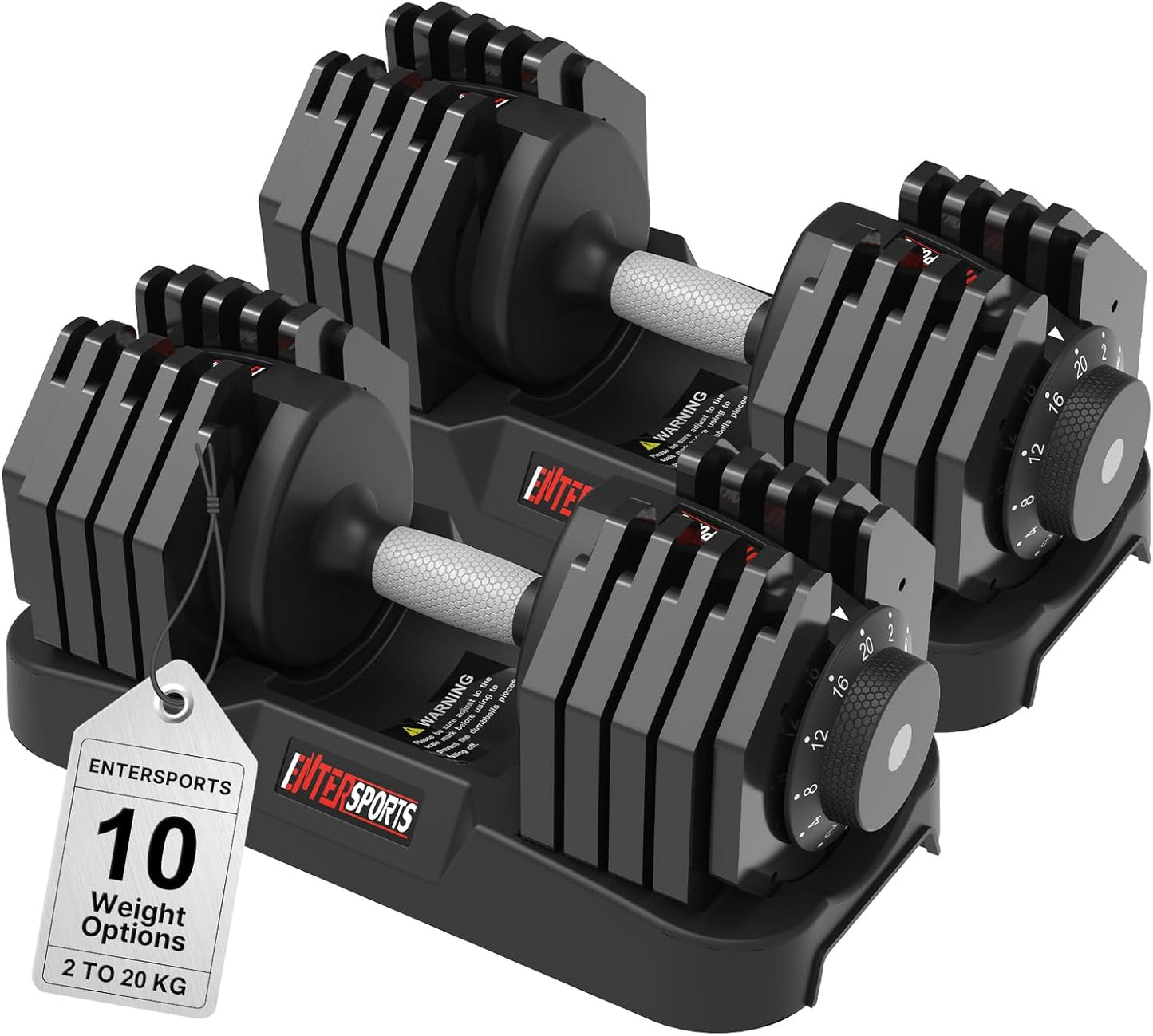La LiVita EnterSports 20kgx2 Adjustable Dumbbells,Dumbbell Set for Saving Place, Dumbbell Weights with Non-Slip Handle, Home Gym Strength Training Equipment for Full Bodybuilding